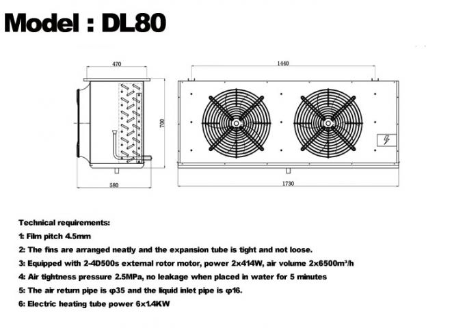 Série DL, unidade de refrigeração DL22, certificação CE, resfriador de ar personalizado, evaporador de câmara fria de 3HP, evaporador de teto, adequado para refrigeração de armazéns, câmaras frigoríficas, câmaras frigoríficas de vegetais 5