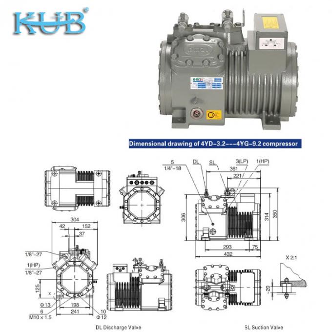 Compressor de refrigeração de 2HP a 50HP Fabricado na China Suporte compressor de pistão semi-hermético barato e personalizado para refrigeração de câmaras frigoríficas, compressor de câmaras frigoríficas, sistema de câmaras frigoríficas, câmaras frigoríficas industriais 4