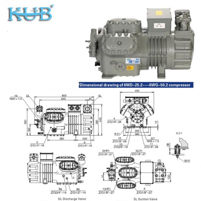Compressor de refrigeração de 2HP a 50HP Fabricado na China Suporte compressor de pistão semi-hermético barato e personalizado para refrigeração de câmaras frigoríficas, compressor de câmaras frigoríficas, sistema de câmaras frigoríficas, câmaras frigoríficas industriais 7