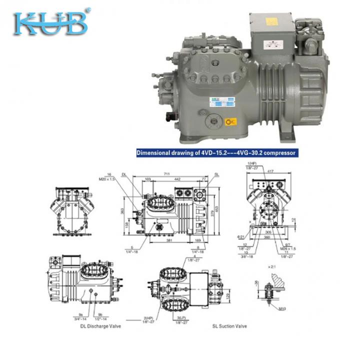 Compressor de refrigeração de 2HP a 50HP Fabricado na China Suporte compressor de pistão semi-hermético barato e personalizado para refrigeração de câmaras frigoríficas, compressor de câmaras frigoríficas, sistema de câmaras frigoríficas, câmaras frigoríficas industriais 6