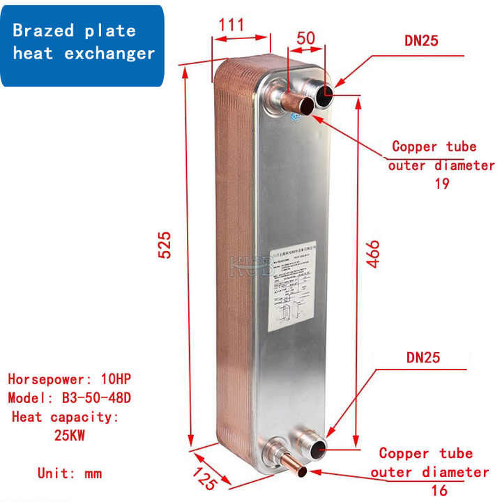 B3-50-48D Preço barato 10HP Exchanger de calor evaporador de cobre / aço inoxidável 304/316 fabricante de trocador de calor de placa de brasagem