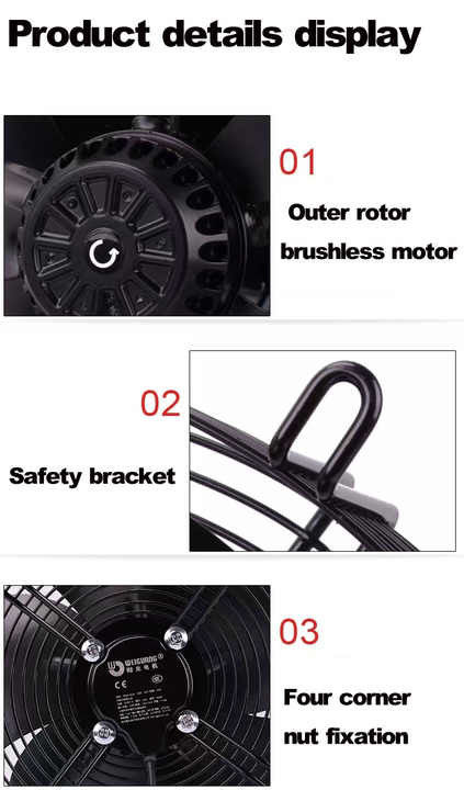 YWF Série 200 a 630mm Armazenamento a Frio Ventilador Lâmina Motor Condensador Evaporador Ventilador Fabricante Rotor Externo Ventilador Axial