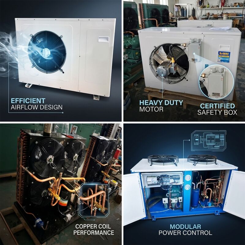 Refrigerado a ar tipo aberto pequena unidade de condensação 4HP Belt Drive R404A R134a Armazém de armazenamento frio refrigeração industrial