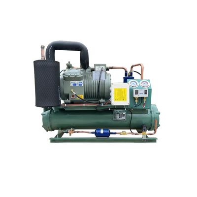 Unidade de condensação resfriada a água de 5 HP com condensador de água do mar de concha e tubo para sala fria 220V 3PH 60HZ